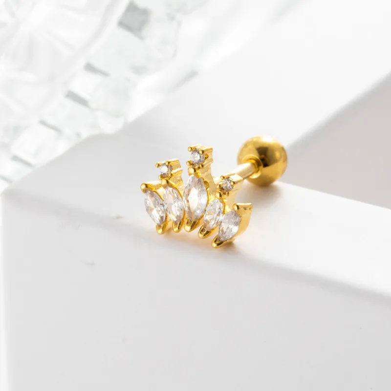 Women's Geometric Waterproof Non Tarnish Surgical Steel Copper Zircon Ear Cartilage Earrings