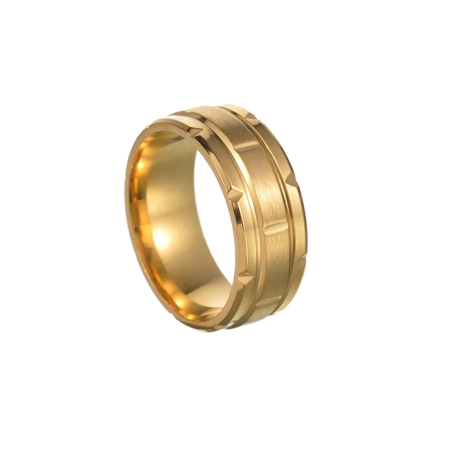Men's Stainless Steel Geometric Gold Plated Fashion Rings