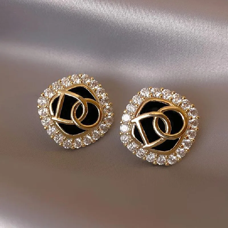 Women's Heart Flower Bow Knot Imitation Pearl Alloy Rhinestone Irregular Earrings - Daily Wear - Letter Do