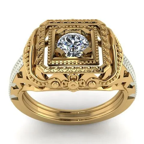Geometric Rhinestone Inlay Metal Unisex Ring