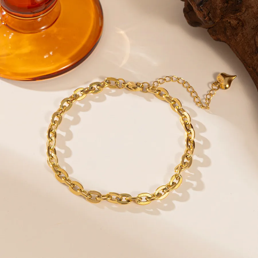 Women's Stainless Steel Heart Anklet 18K Gold Plated PVD Coated - Outdoor Beach - Pure Necklace Heart Anklet Gold