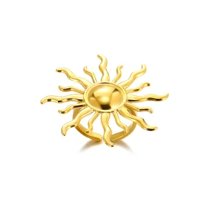 Waterproof Stainless Steel Weekly Rings - Gold Sunburst Ring