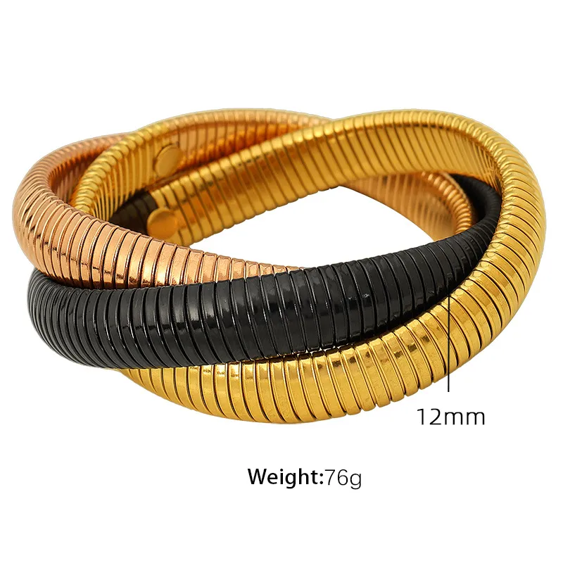 Men's Titanium Steel Solid Color Plating Bangle - Hip-Hop Retro Gold Rose Black