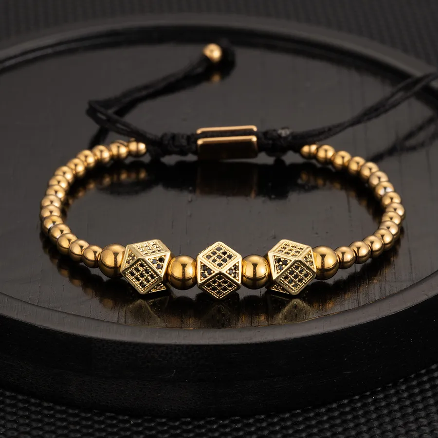 Golden Fruit Zircon Retro Men's Stainless Steel Bracelet