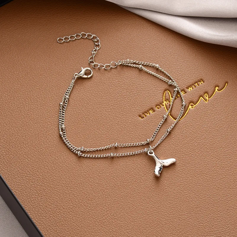 Women's Box Rhinestones Cat's Eye Alloy Bracelet - Platinum Plated - Fishtail
