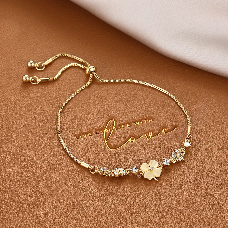 Women's Box Alloy Rhinestones Cat's Eye Bracelet Platinum Plated