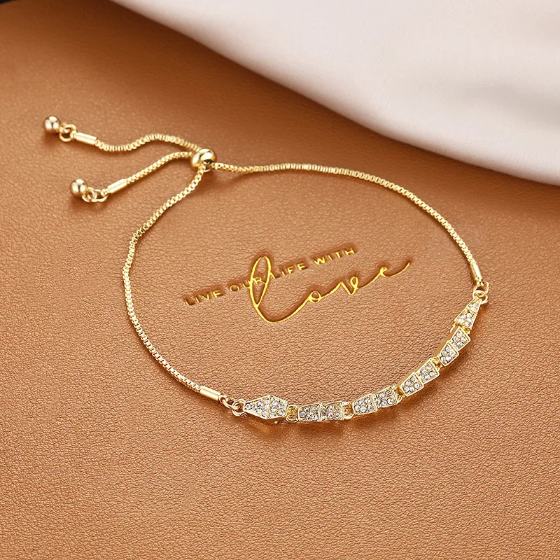 Women's Box Alloy Rhinestones Cat's Eye Bracelet - Spirit Snake