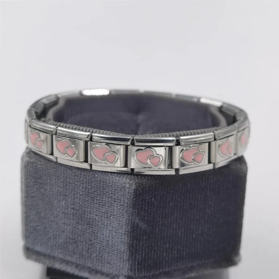 Unisex Stainless Steel Heart Shape Handmade Bracelet - Doppel Herz-Pink