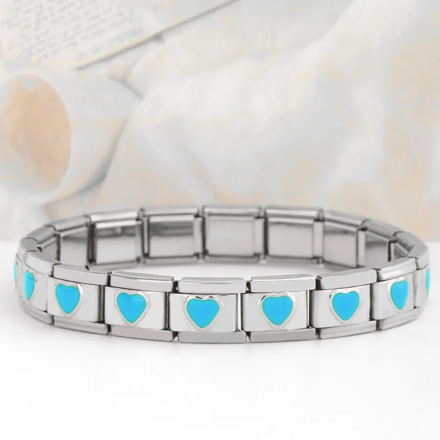 Unisex Bracelet Stainless Steel Heart Shape Handmade - Love Blue