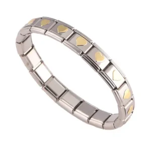 Unisex Stainless Steel Heart Shape Handmade Bracelet - Golden Love