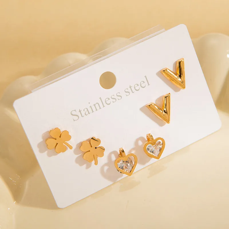 Women's Star Heart Bow Knot Drop Earrings 18K Gold Plated Stainless Steel - Love Clover Earrings