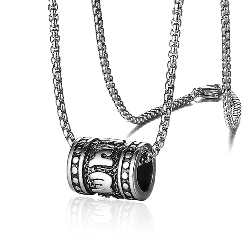Unisex Geometric Alloy Wedding Necklace - Retro Plating - Six Words Stainless Steel Bracelet