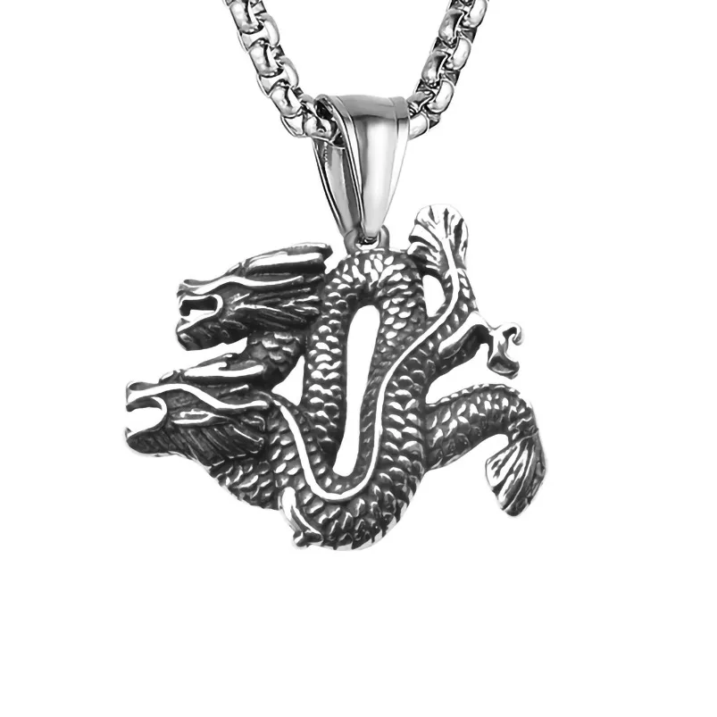Unisex Geometric Alloy Wedding Necklace - Retro Plating - Dragon Stainless Steel Bracelet