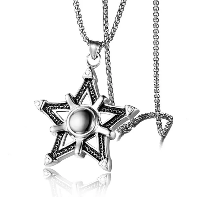 Unisex Geometric Alloy Wedding Necklace - Retro Plating Star Bracelet - Five-Pointed Star Stainless Steel Bracelet