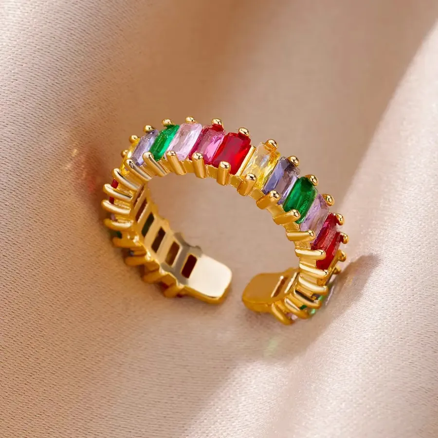 Women's Geometric Stainless Steel U-Shape Heart Shape Ring - Gold Plated