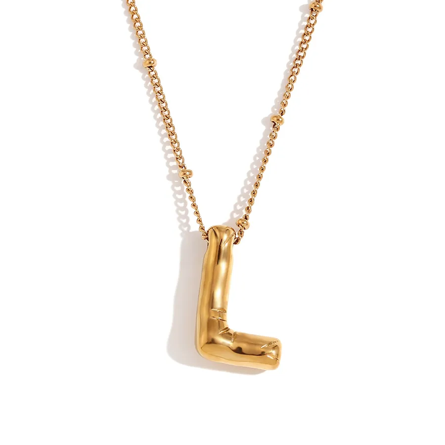 Women's Letter Pendant Necklace 304 Stainless Steel Gold Silver Waterproof Non Tarnish