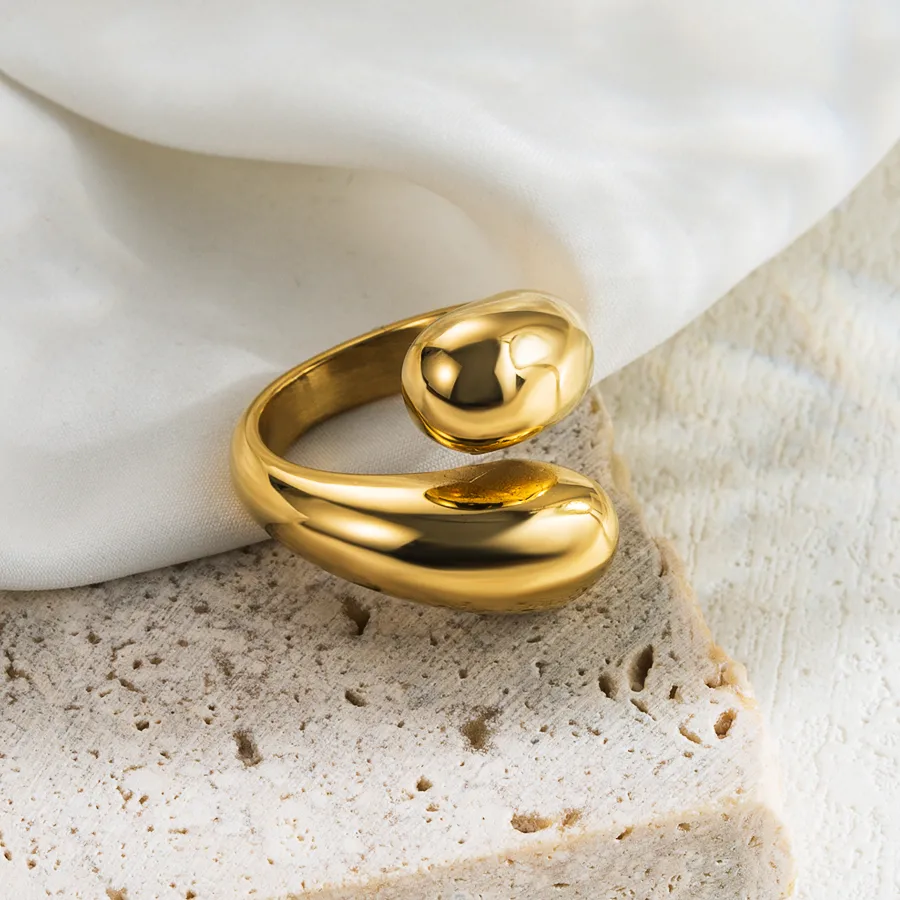 Women's Geometric 304 Stainless Steel Gold Plated Ring - Daily Wear