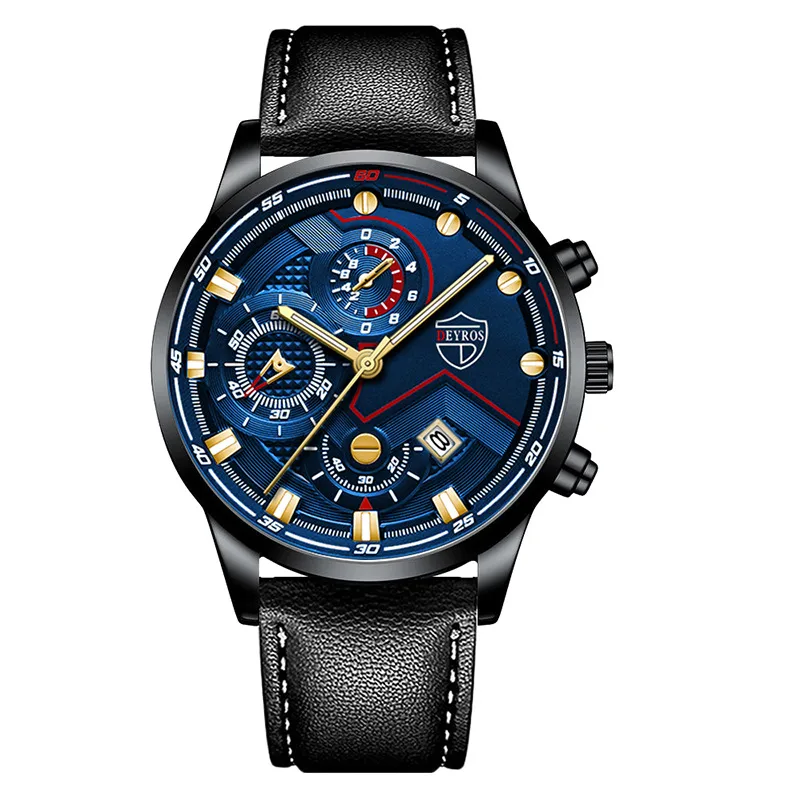 Men's Geometric Stainless Steel Quartz Business Watch with Single Folding Buckle