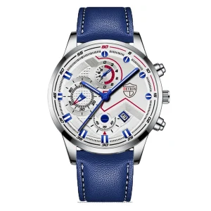 Men's Geometric Stainless Steel Quartz Business Watch with Single Folding Buckle